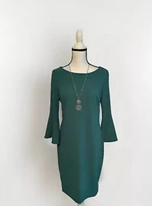 Calvin Klein Women’s Dress 12 Green Long Bell Sleeves - Picture 1 of 4