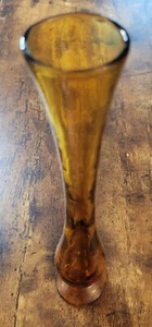 9 3/4" Amber Bud Vase Vintage Hand Blown - Picture 1 of 7