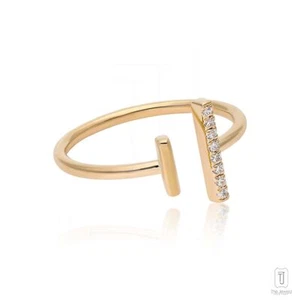 Double Parallel Open Bar VS/F-G Diamond Ring 14k Gold Jewelry- The Jewelz - Picture 1 of 15