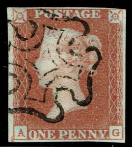 1841 1d Red Black Plate 10 AG 4m Fine MX Almost Full OG! Superb Cat. £190.00 - Picture 1 of 1