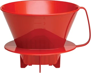 Fino Pour-Over Coffee Brewing Filter Cone, Number 4-Size, Red, Brews 8 to 12-Cup - Picture 1 of 12