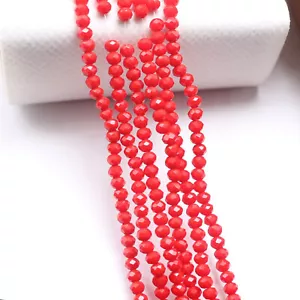 600 Pezzi 2X3mm Corallo Rosso Sfaccettato Rondelle Perline Cristallo Vetro Perline Mini Distanziatore - Foto 1 di 5