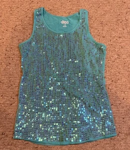 Circo Girls Sequin Shirt  Aqua Blue Size Large Tank Top - Picture 1 of 3