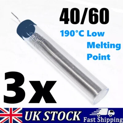 INFINITEWORLD17 3x 60/40 SOLDER WIRE TUBE TIN LEAD FLUX COVERED ELECTRICAL SOLDERING 20g