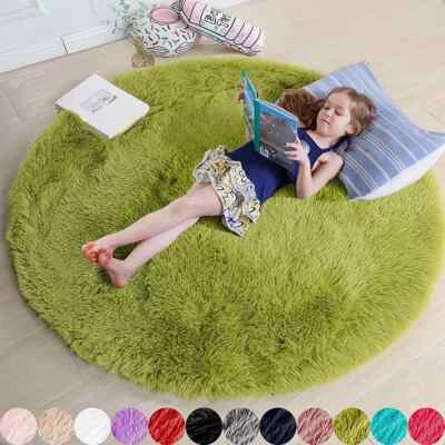 Round Rug Fluffy Soft Area Rugs Room Plush Shag Carpet Cute Circle Bedroom Decor - Image 1 of 4