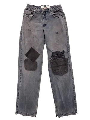 Jeans masculino vintage azul âncora folgado 32x43 patchwork desgastado Y2K skate - Imagem 1 de 4