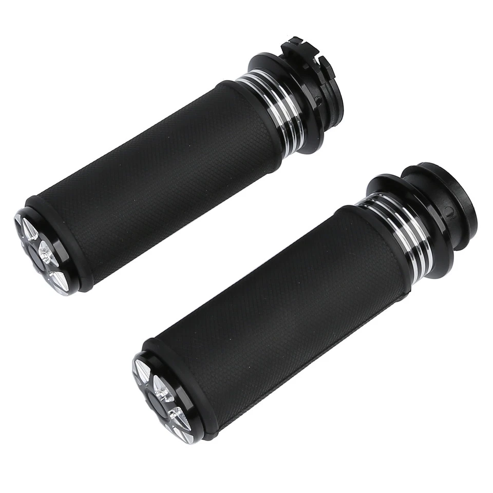 Empuñaduras de manillar CNC negras de 1"" aptas para Harley Road King Glide 1996-2007 2006 Foto 1 de 4