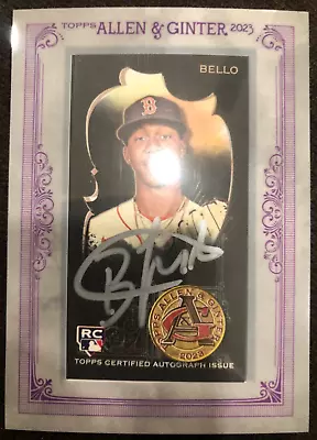 2023 Topps Allen & Ginter X Brayan Bello Mini Framed RC Autograph Rookie #2/10 - Image 1 of 2