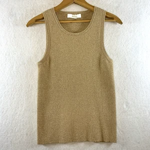 Lilly Pulitzer Women Elsi Ribbed Knit Metallic Scoop Neck Sweater Tank Sz M Gold - Picture 1 of 11