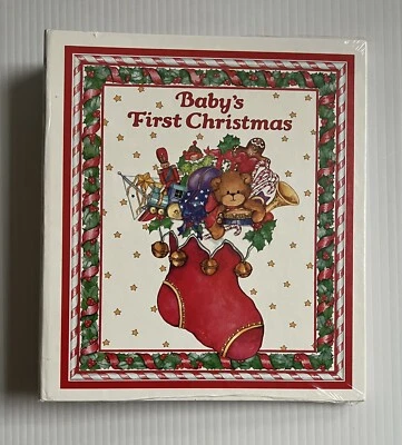 Carpeta de álbum de fotos vintage de Navidad para bebé • Oso Lucy Rigg en medias Foto 1 de 4
