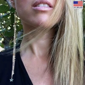 Fashion Women Retro Earrings Superlong Crystal Star Multiple Lines Tassel 0597 - Picture 1 of 4
