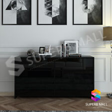 Modern 6 Drawer Chest Dresser High Gloss Storage Cabinet Bedroom Furniture Black