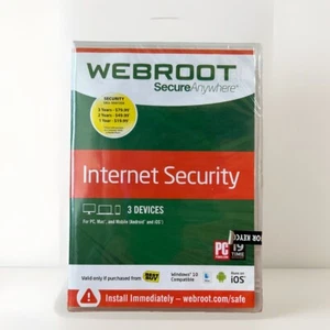 WEBROOT ANYWHERE INTERNET SECURITY ANTIVIRUS PC MAC & MOBILE ANDROID iOS SEALED - Picture 1 of 2