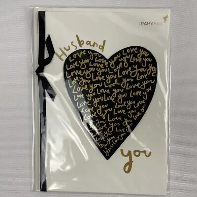 NEW Papyrus High Quality Gold Lettering Valentines Day Card 3D For Husband - Image 1 of 4