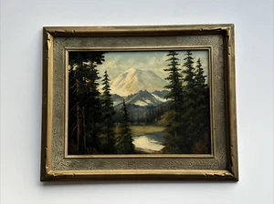 ANTIQUE AMERICAN MOUNTAIN PAINTING LANDSCAPE IMPRESSIONIST 12 BY 16" MYSTERY OIL - Picture 1 of 16