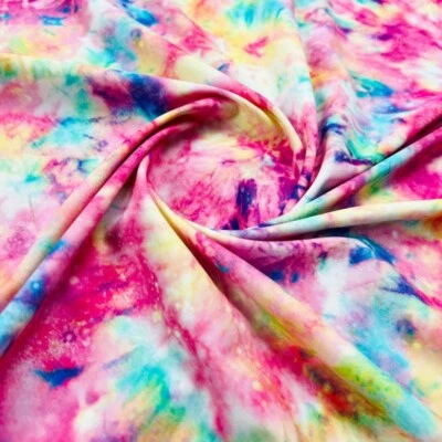 4-way Stretch Pastel Tie Dye Print Spandex Fabric 60" Wide by Yard for Swimwear - Image 1 of 4