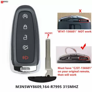 CJ5T-15K601-DX Smart Remote Key Fob For Ford Escape Titanium 2013 2014 2015 2016 - Foto 1 di 4
