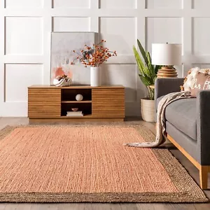 Indio Hermoso Mano Trenzado Yute Natural Alfombra Piso Decoración Salón - Imagen 1 de 4