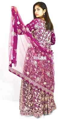 Ready made dress Wedding Gown Abaya style open jacket Maxi outfit Magenta Pink - Image 1 of 3