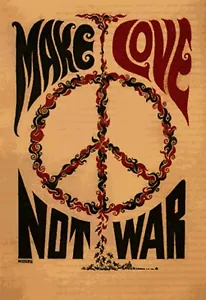T-shirt Make Love Not War Iron On Transfer + tessuti colore chiaro e scuro #6 - Foto 1 di 4