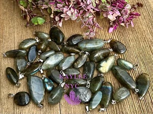 Wholesale Lot 36 Pcs Natural Labradorite Crystal Pendant Healing Energy - Picture 1 of 3
