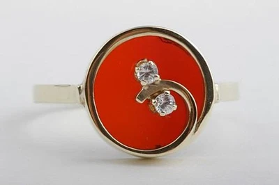 Ring Karneol Kristall 333 er 8K Gelb Gold Gr 61 19,4mm Top!   - Bild 1 von 4