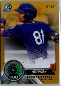 2018 Bowman Bowman Scouts' Top 100 Gold Refractor /50 Andres Gimenez #BTP-91 - Picture 1 of 2