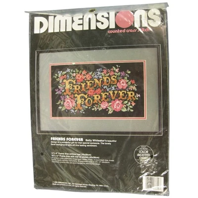 Dimensions Counted Cross Stitch Kit Friends Forever 14x8 Sealed Vintage 1990 - Image 1 of 4
