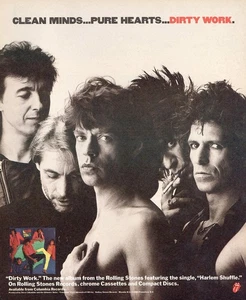 Promo Rolling Stones Dirty Work 1986: Clean Minds Pure Hearts pubblicità stampa vintage - Foto 1 di 1
