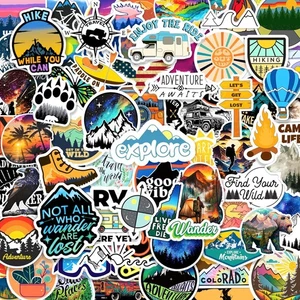 200 Pieces Outdoor Hiking Stickers,Camping Sticker Pack Waterproof Multi  - Picture 1 of 9