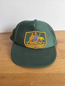 Gorra de camionero vintage Australia parche malla verde cricket ajustable - Imagen 1 de 6