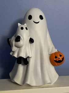 Ghost Holding Gatto Nero 👻🎃 Statuina Halloween NUOVO - Foto 1 di 9