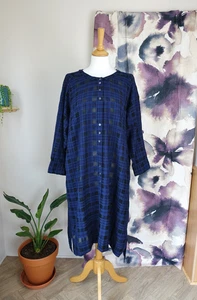 POETRY Black & blue check Cotton tunic shirt dress size 20 - Picture 1 of 8