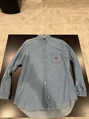 Vintage Polo Ralph Lauren Blue Jean Shirt Men’s L Chambray Light Wash Iconic - Image 1 of 4