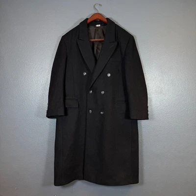 Oakton Ltd. 44r Abrigo Chaqueta Negro 100% Lana Pura De Colección Foto 1 de 4