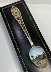 Antique Silver 800 Rio De Janeiro Brazil Enamel Souvenir Filigree Spoon 5.25” - Picture 1 of 7