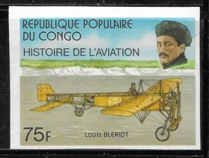1978 CONGO Storia dell'aviazione pilota Louis Bleriot imperfetto - aereo MNH - Foto 1 di 2