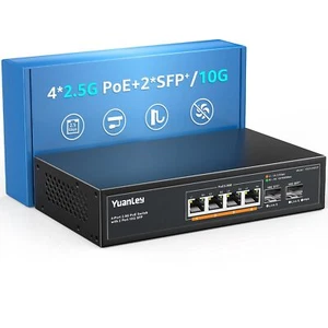 6 Port 2.5G PoE Switch Non Géré 4 Ports PoE 25G Base-T 2 x 10G SFP 802.3af/at... - Photo 1/7