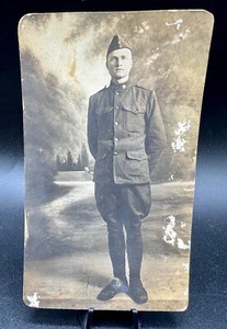 WW1 PORTRAIT BABYFACED US SOLDIER DOUGHBOY TAKEN FRANCE PHOTO POSTCARD - Picture 1 of 9