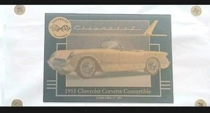 1953 Chevrolet Corvette Cabrio Gold Metall Sammelkarte PP#5 von 1953 - Bild 1 von 7