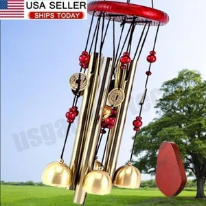 25.5in Large Wind Chimes 4 Tube 5 Bells Metal Church Bell Outdoor Garden Decor - Picture 1 of 8