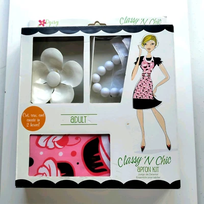 Daisy Kingdom Classy N Chic Beaded Apron Sewing Kit ADULT CUPCAKE PRINT NEW! - Image 1 of 2