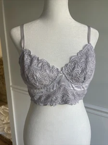 Free People Sz M Bra Bralette Metallic Lace Fairy Sheer Dainty Crop Whimsigoth - Picture 1 of 9