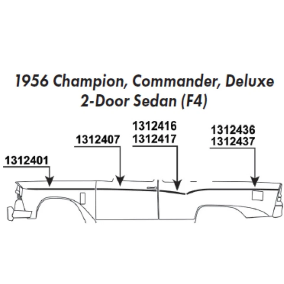 Moldura para sedán de lujo de 2 puertas | Studebaker Champion & Commander 1956 | 1312416 Foto 1 de 1