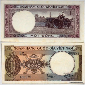 UN BILLET SUD VIETNAM 1 DONG TRACTEUR RIZIERE P15a 1964 SUP - Picture 1 of 5