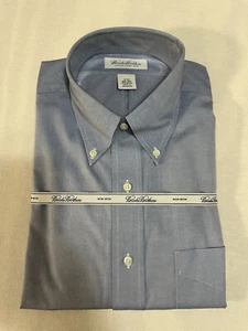 Brooks Brothers Men's Size 16-34 Button Down Dress Shirt Blue Cotton Long Sleeve - Picture 1 of 9