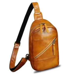 Borsa a tracolla piccola in vera pelle uomo donna zaino a tracolla borsa a tracolla - Foto 1 di 14