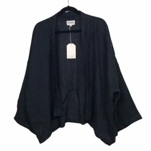 Tribe Alive Laude The Label schwarz Bio-Leinen Jacke neu mit Etikett $ 158 Einheitsgröße - Bild 1 von 7