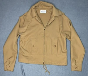 Vintage Wrangler Tan Jacket Women’s Size Large Full Zip Coat W/ Pockets & Collar - Picture 1 of 23