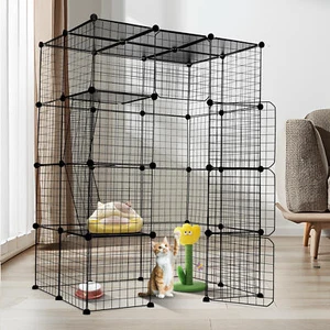 Large Cat Cage Enclosure Metal Wire 2/3 Columns Kennel DIY Playpen Catio - Picture 1 of 13